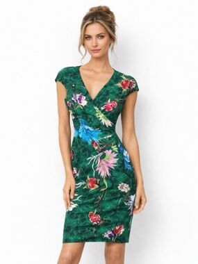 Roberto Cavalli Green Snake Print Floral Bodycon Dress IT 38 US XS 2 Stretch